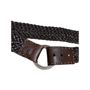 Calvin Klein Brown Braided Woven Leather Belt Small